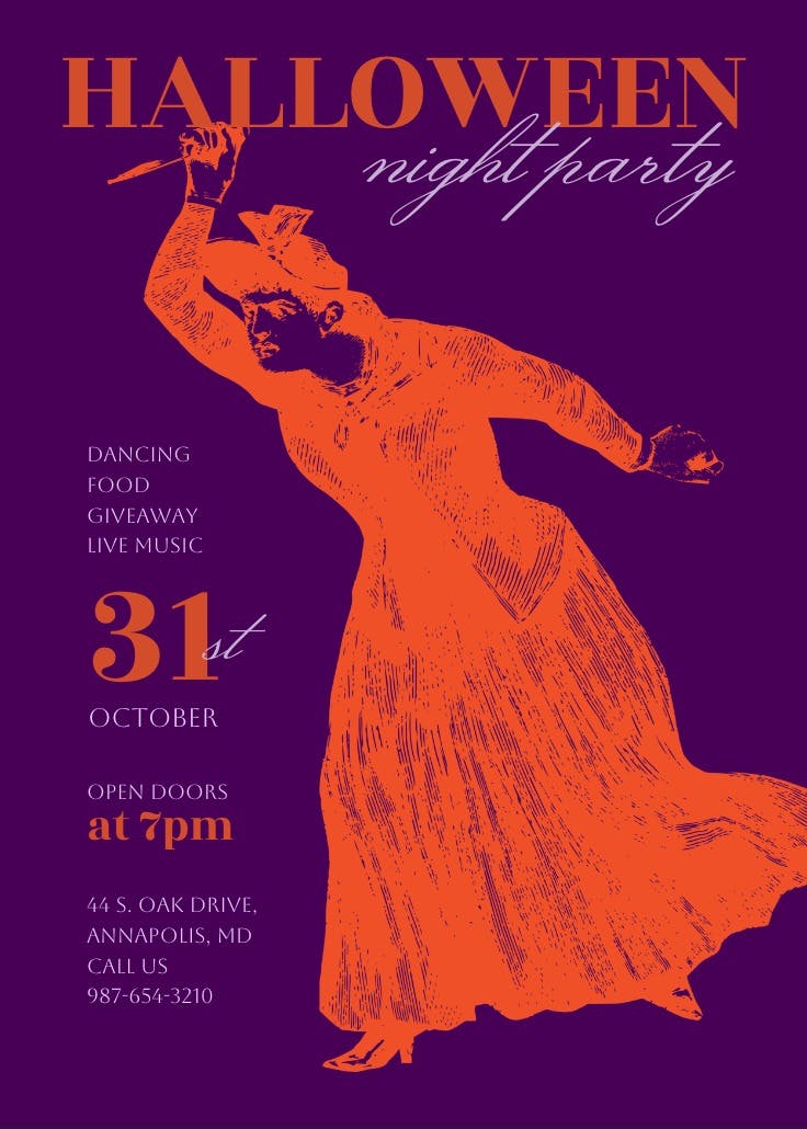 Night scary party - halloween party invitation