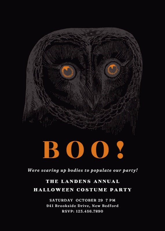 Owl - halloween party invitation
