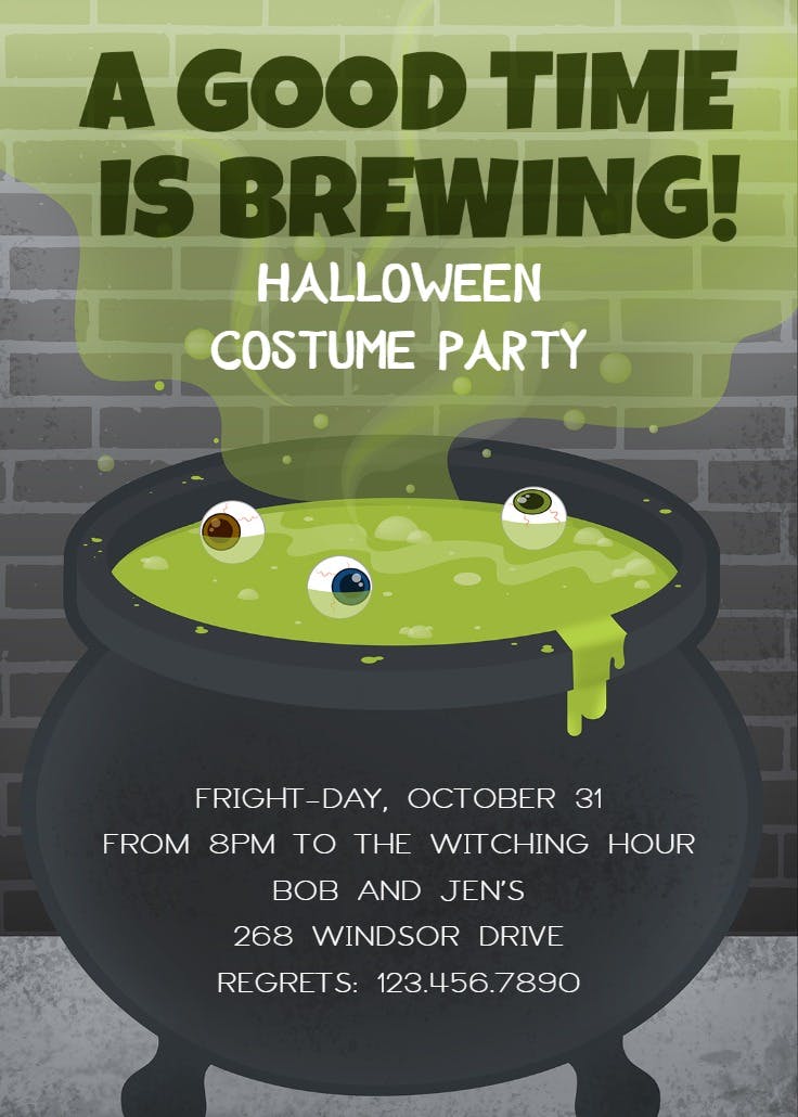 Party brewing - halloween party invitation