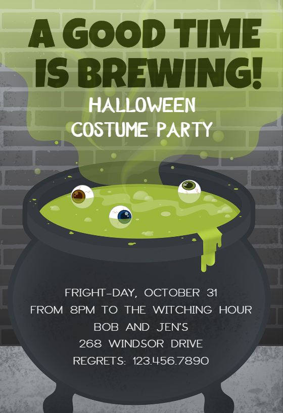 Party Brewing Halloween Party Invitation Template (Free) Greetings