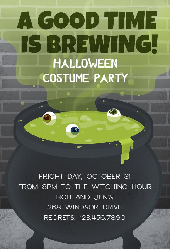 Party brewing - halloween party invitation
