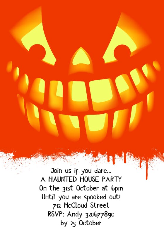 Pumpkin face - halloween party invitation