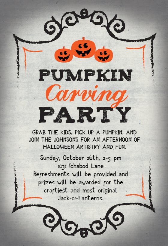Pumpkin party - halloween party invitation