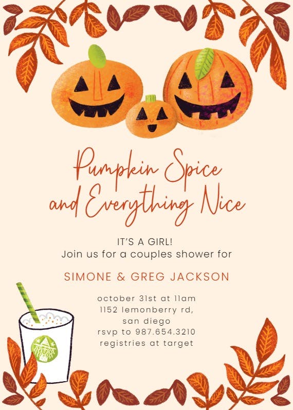 Pumpkin spice - baby shower invitation