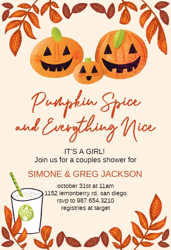 Pumpkin Spice - Halloween Party Invitation Template (Free) | Greetings ...