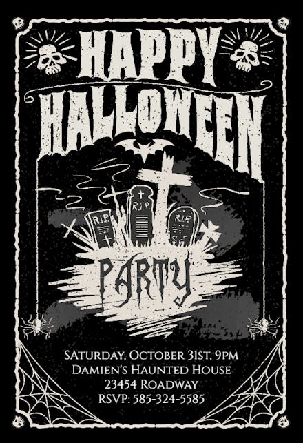 Really into parties - halloween party invitation