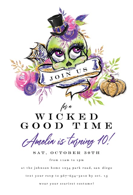 Skeleton Animals - Halloween Party Invitation