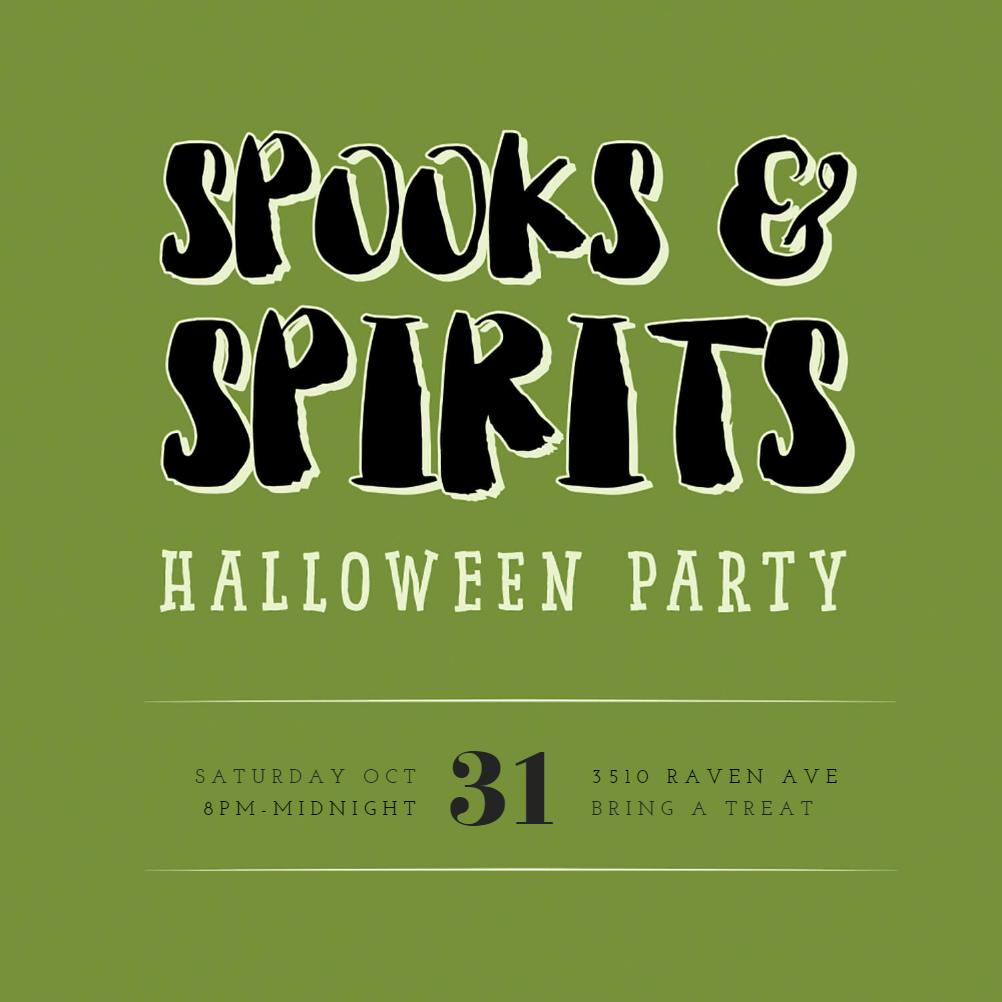 Spooks spirits - halloween party invitation