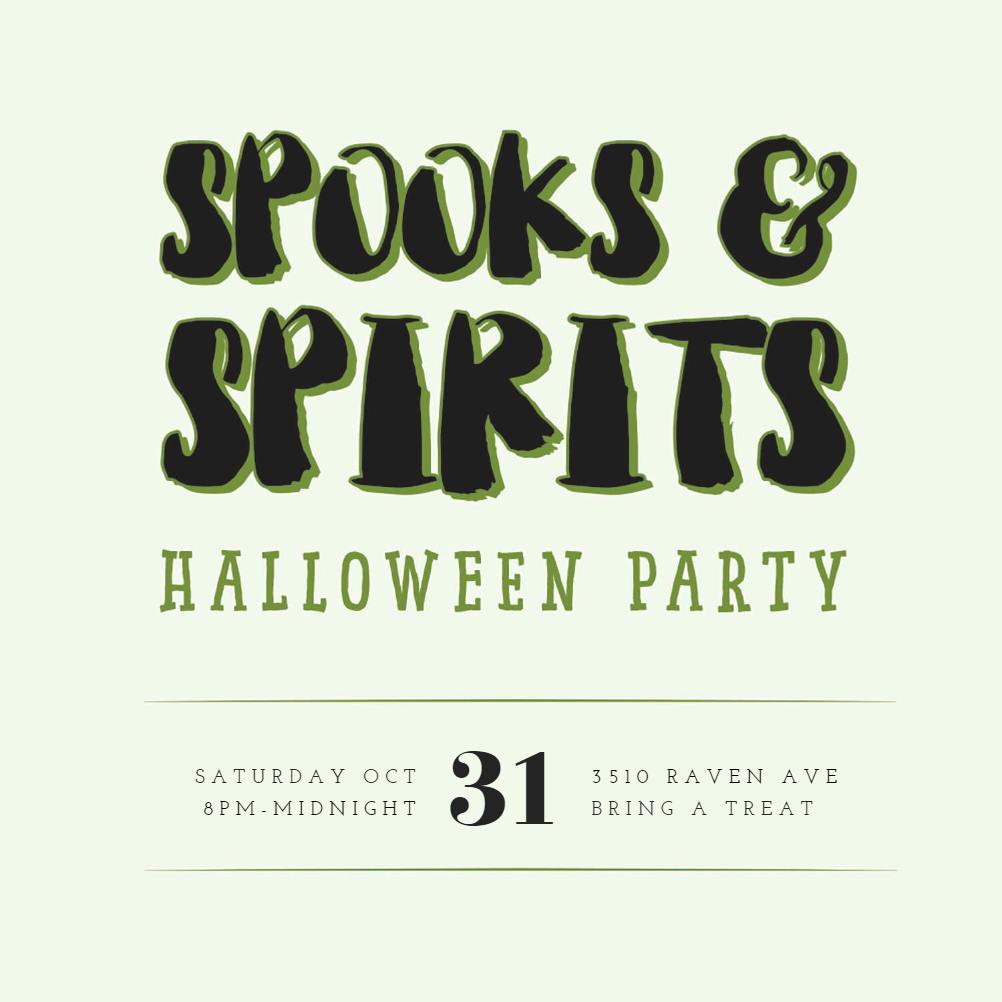 Spooks spirits - holidays invitation