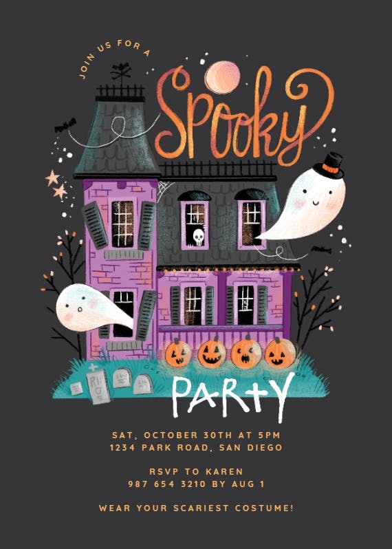 Spooky house party -  invitación de halloween