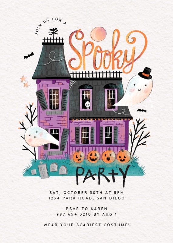 Spooky house party - halloween party invitation