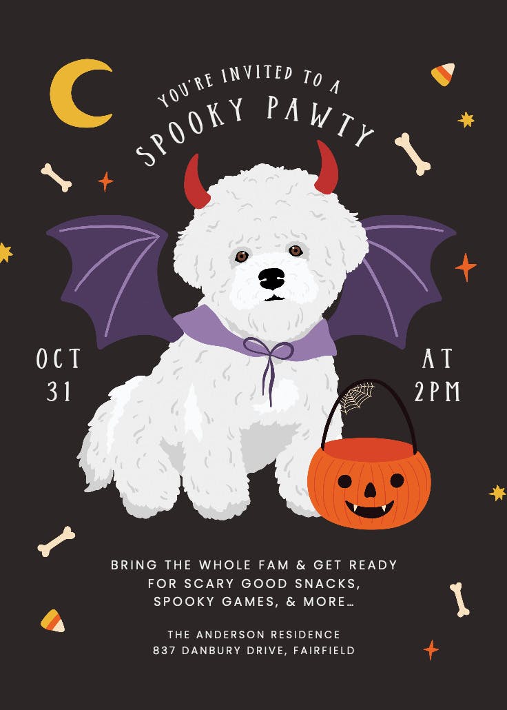 Spooky pawty - invitación de halloween