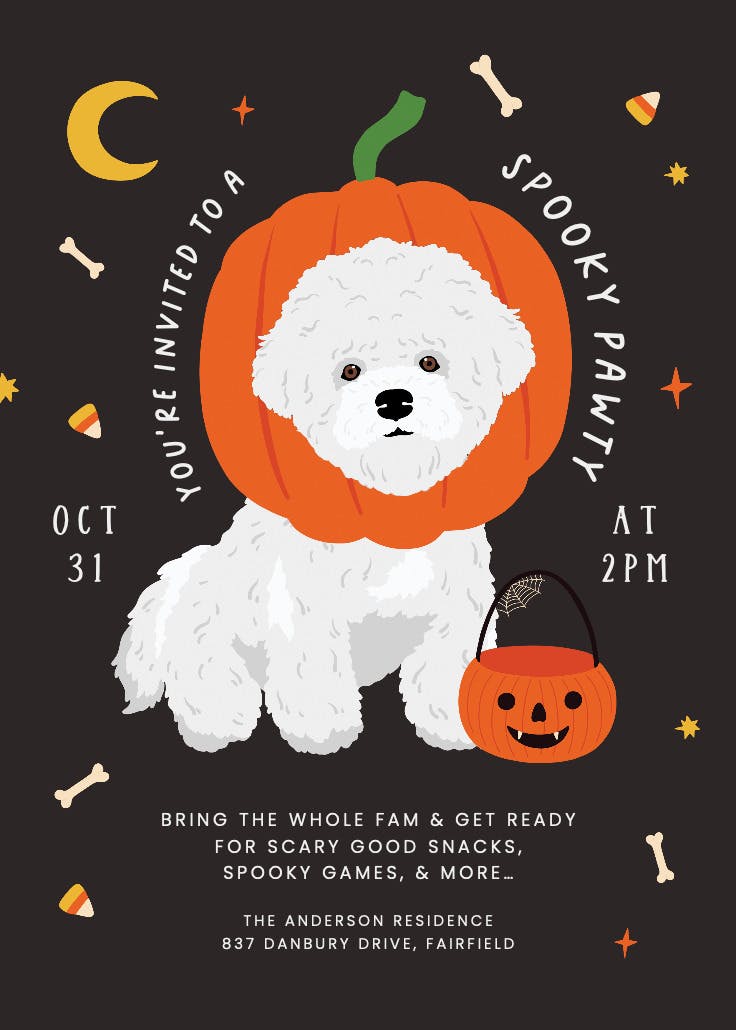 Spooky pawty - halloween party invitation