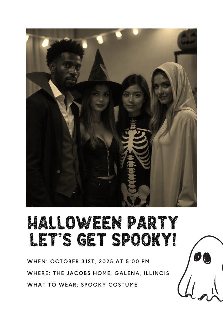 Spooky polaroid - halloween party invitation