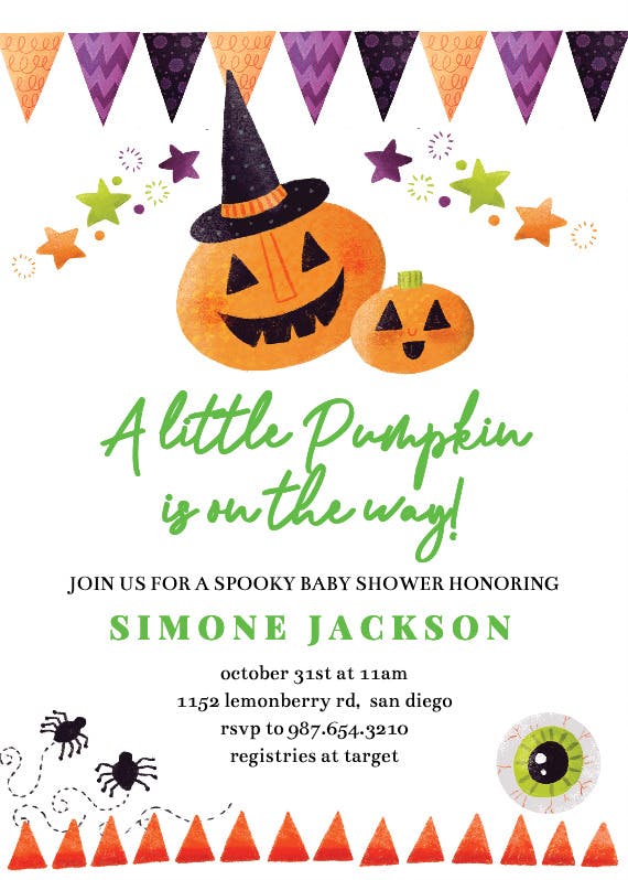 Spooky pumpkin -  invitación para baby shower