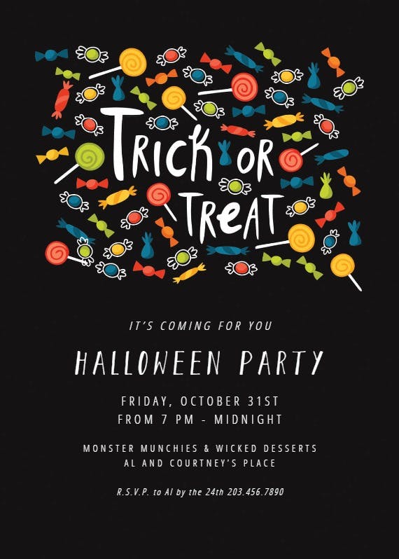 Tiny candies - halloween party invitation