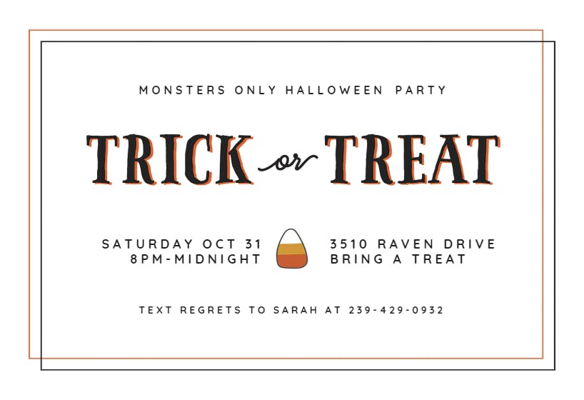 Trick or treat -  invitación de halloween