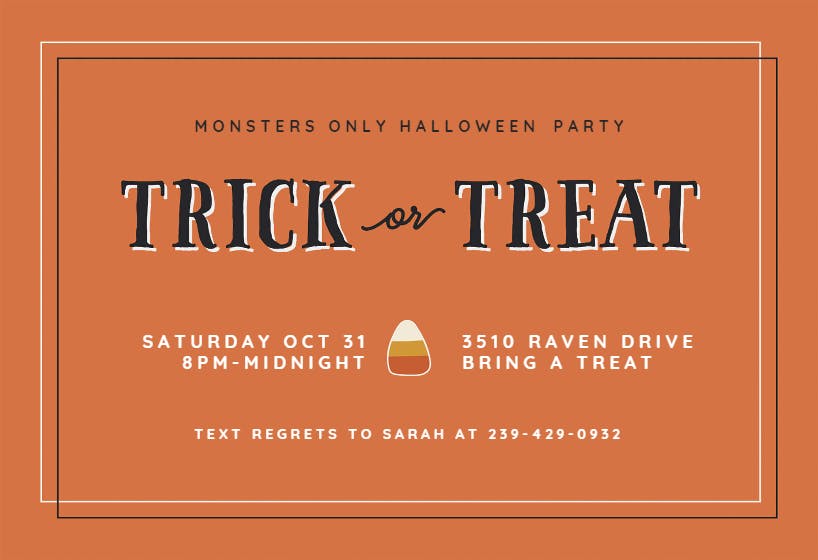 Trick or treat - halloween party invitation