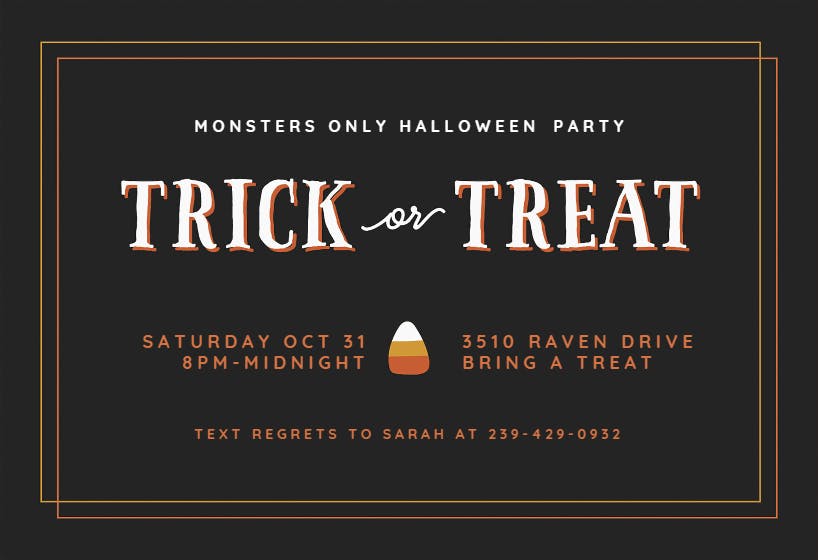 Trick or treat -  invitación de halloween
