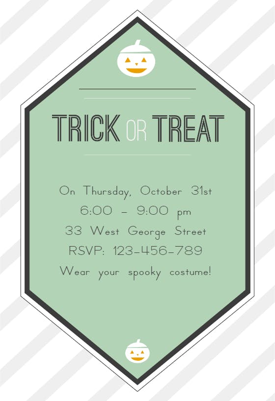 Trick or treat - halloween party invitation