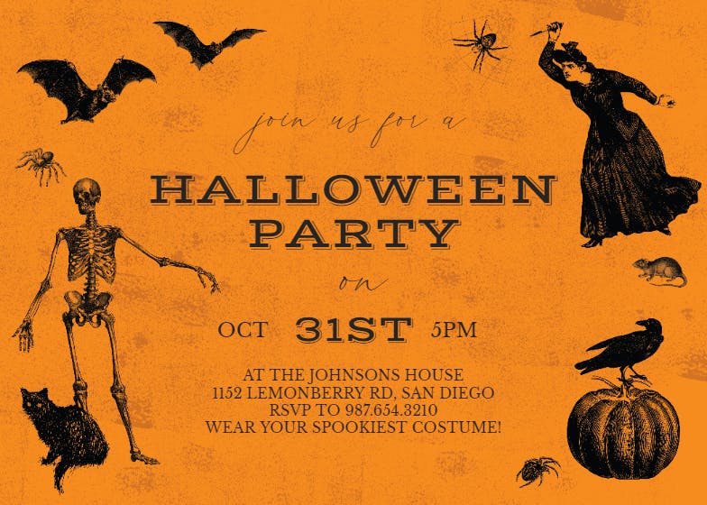 Vintage halloween -  invitación para día festivo
