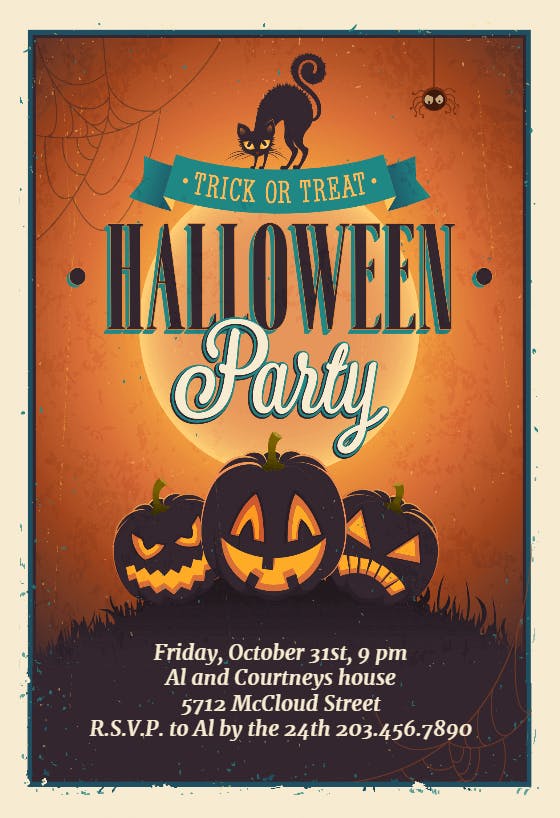 Vintage Party - Halloween Party Invitation Template (Free) | Greetings ...