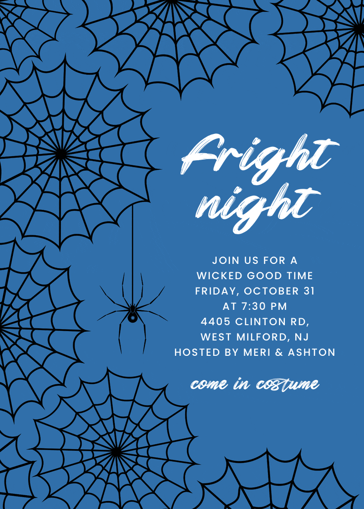 Web-slinging fun - halloween party invitation