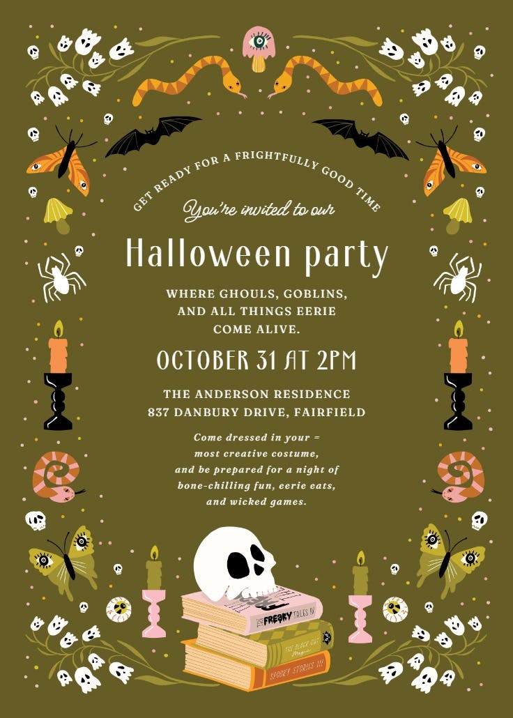 Whimsical witches soirée - invitación de halloween