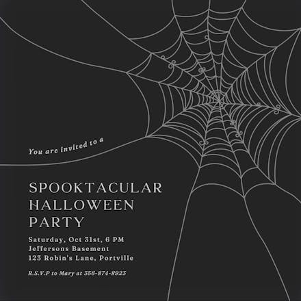 Wispy web gray - halloween party invitation