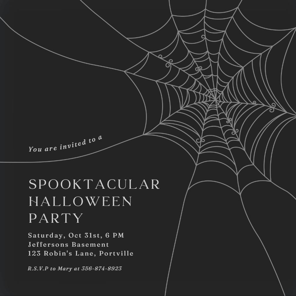 Wispy web gray - halloween party invitation