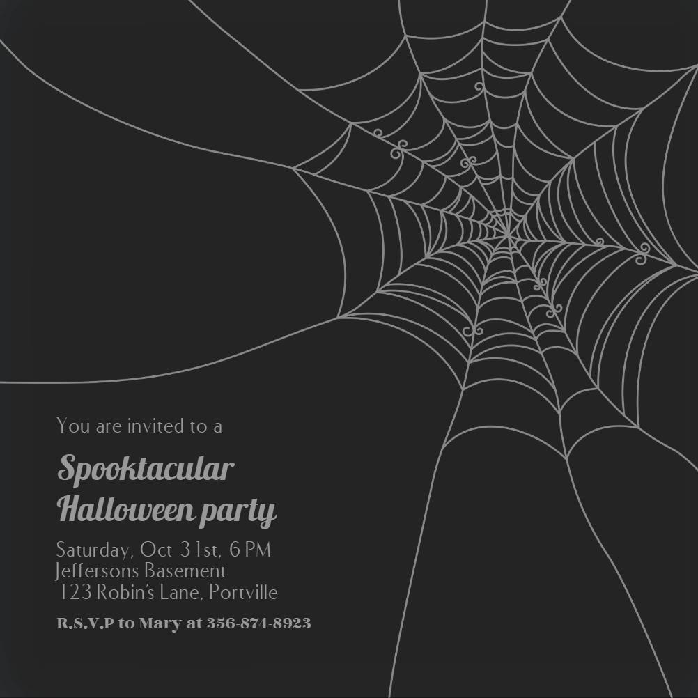 Wispy web gray - halloween party invitation