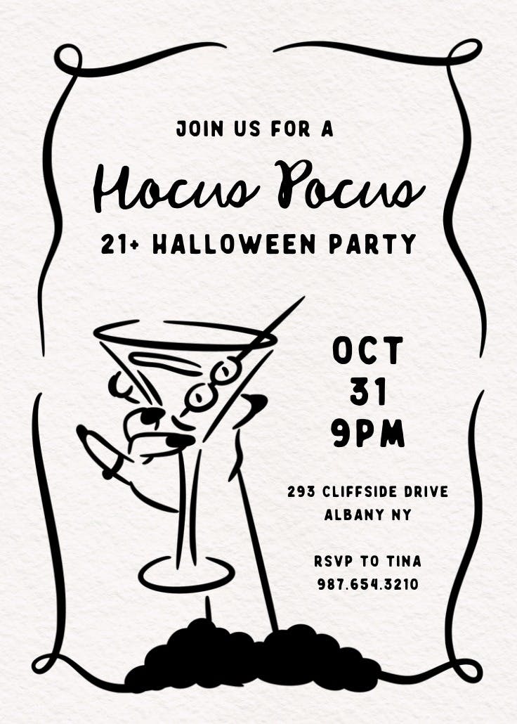 Witchy & sketchy - halloween party invitation