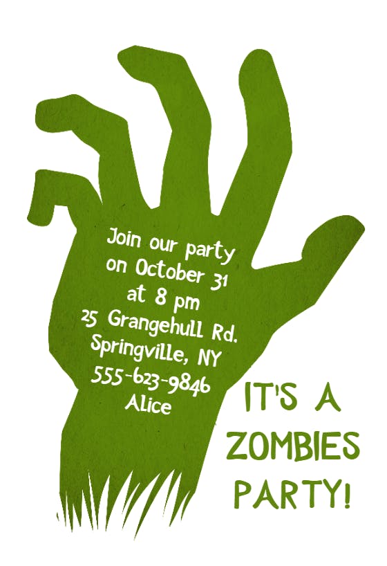 Zombies party - halloween party invitation