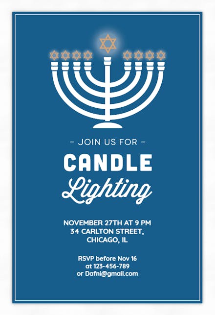 Candle Lighting - Hanukkah Invitation