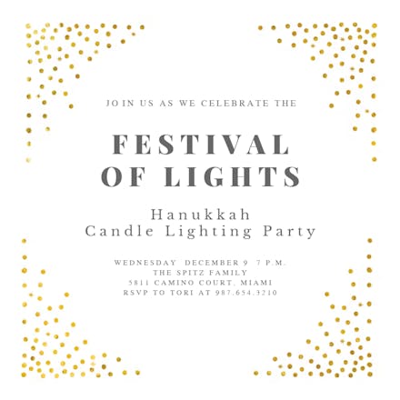 Celebration Central - Hanukkah Invitation
