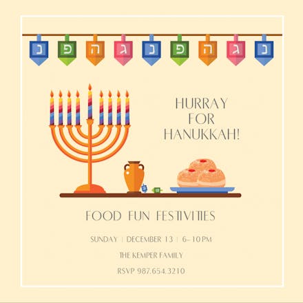 Celebration Symbols - Hanukkah Invitation