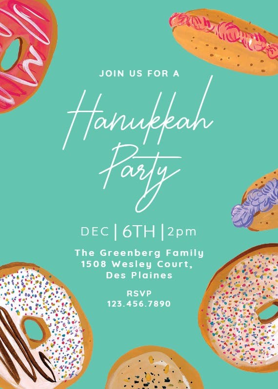 Doughnuts -  invitación de hanukkah