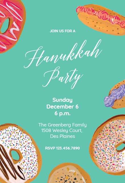 Doughnuts - Hanukkah Invitation