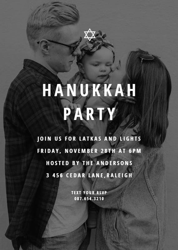 Elegant photo - hanukkah invitation