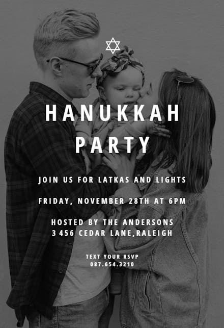 Elegant photo - Hanukkah Invitation