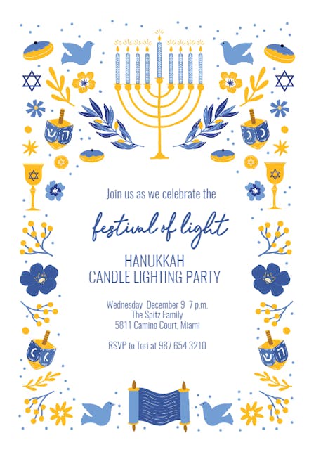 Festival of light - Invitación De Hanukkah