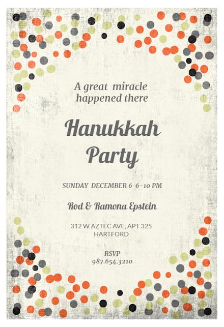 Festive Dots - Hanukkah Invitation