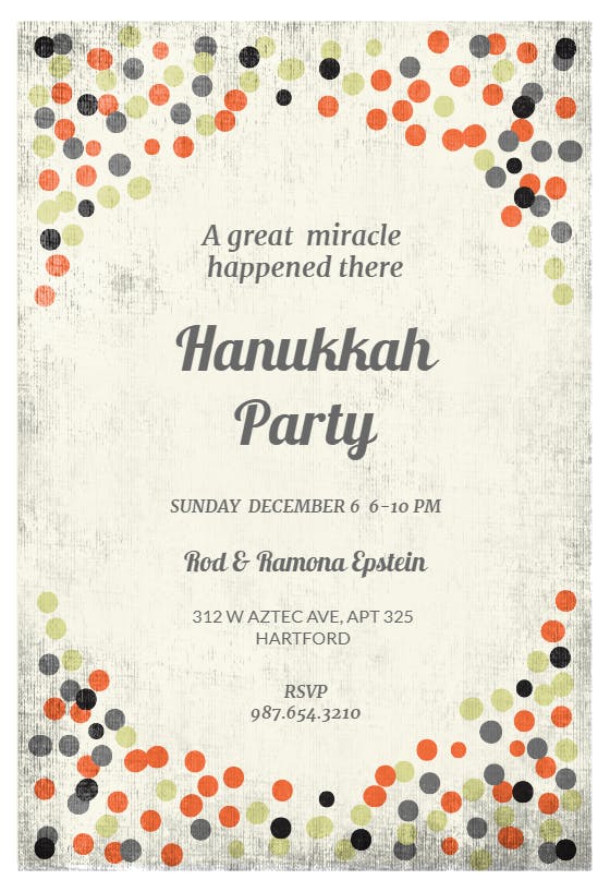 Festive dots - hanukkah invitation