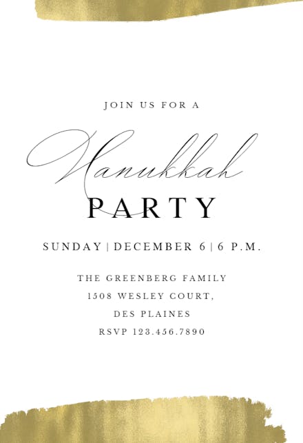 Golden brush - Hanukkah Invitation