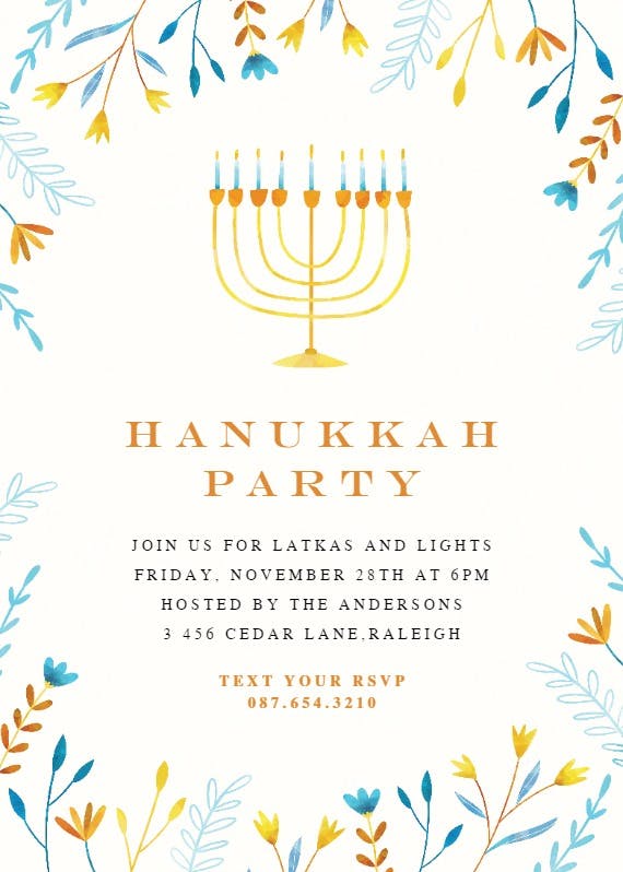 Hanukkah -  invitación para día festivo