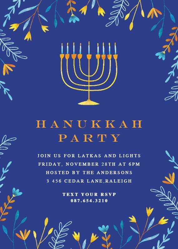 Hanukkah -  invitación para día festivo
