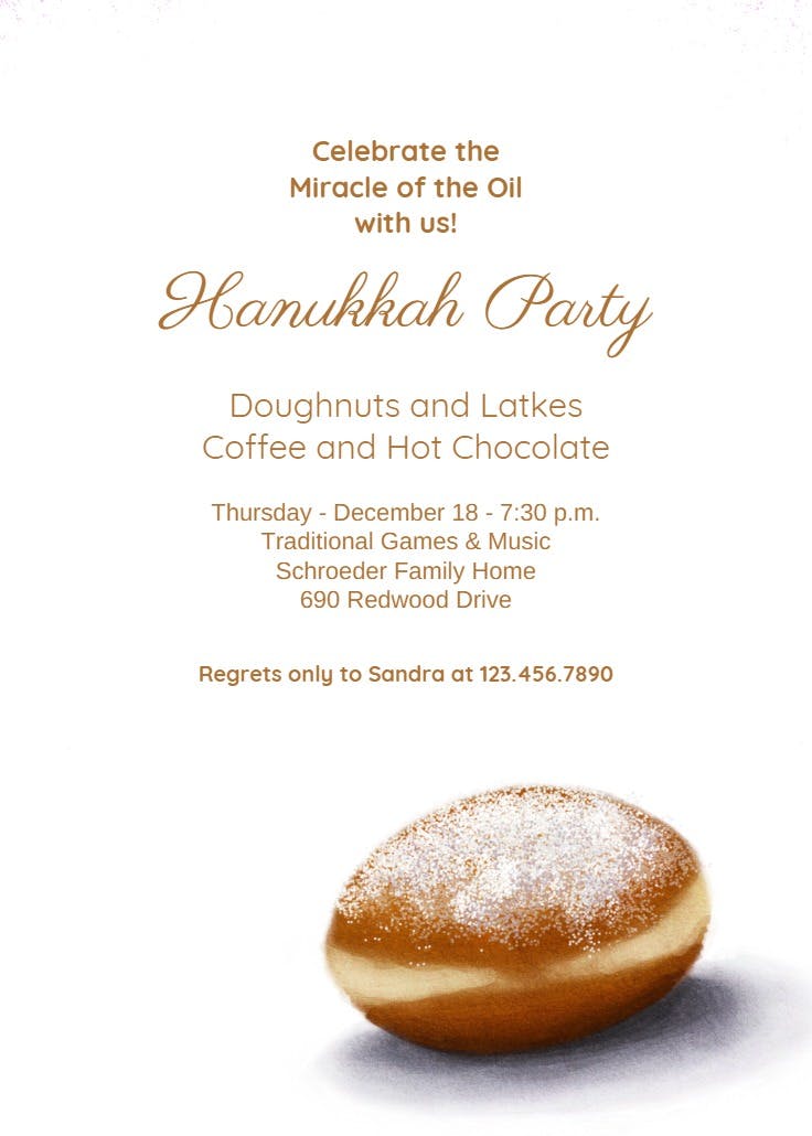 Hanukkah douhnuts -  invitación de hanukkah