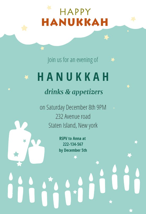 Hanukkah invitation -  invitación de hanukkah