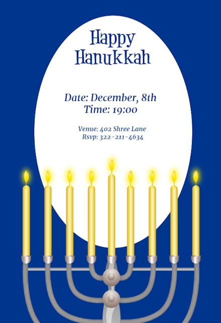 Hanukkah Menorah - Hanukkah Invitation