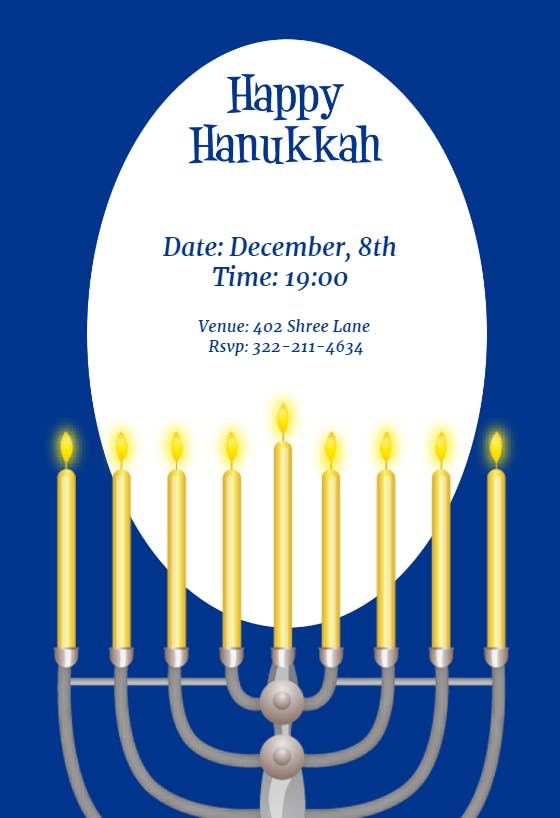 Hanukkah menorah -  invitación para día festivo